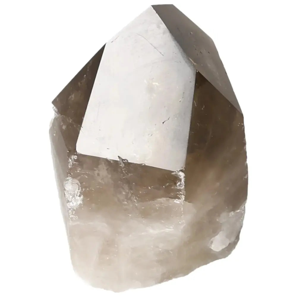 Polished Smoky Quartz Point crystal tower from Sylvia Crystals, showcasing luxury and spiritual energy, ideal for grounding and balance.