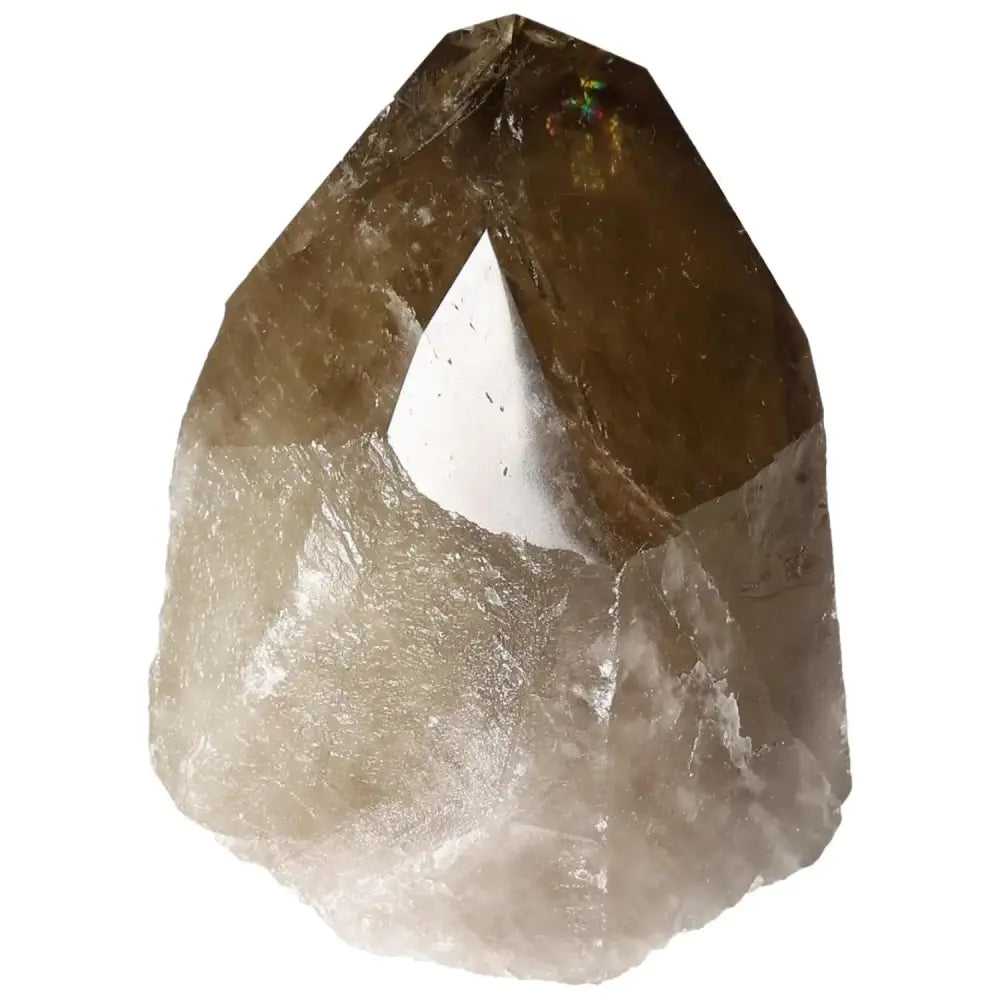 Polished Smoky Quartz Point crystal for meditation and grounding from Sylvia Crystals, showcasing elegant and spiritual luxury.