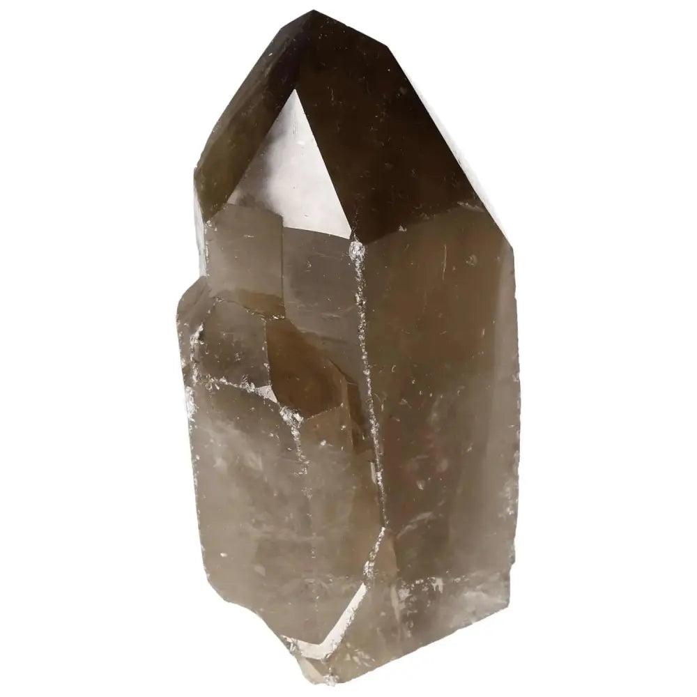 Polished Smoky Quartz Point crystal from Sylvia Crystals, known for grounding properties and luxurious spirituality.
