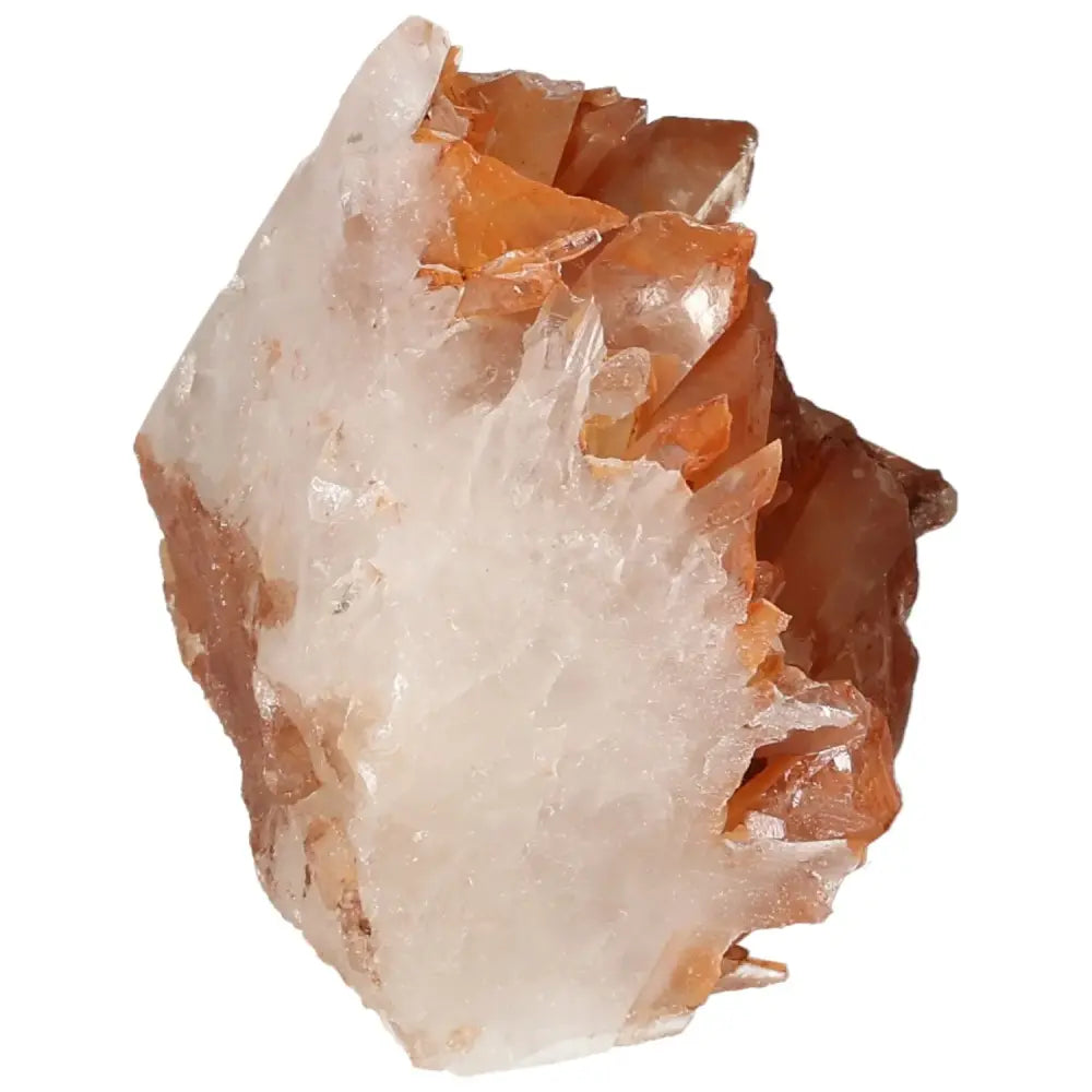 Polished Tangerine Quartz Point by Sylvia Crystals, luxury and spiritual depth, radiant hue, decorative piece.