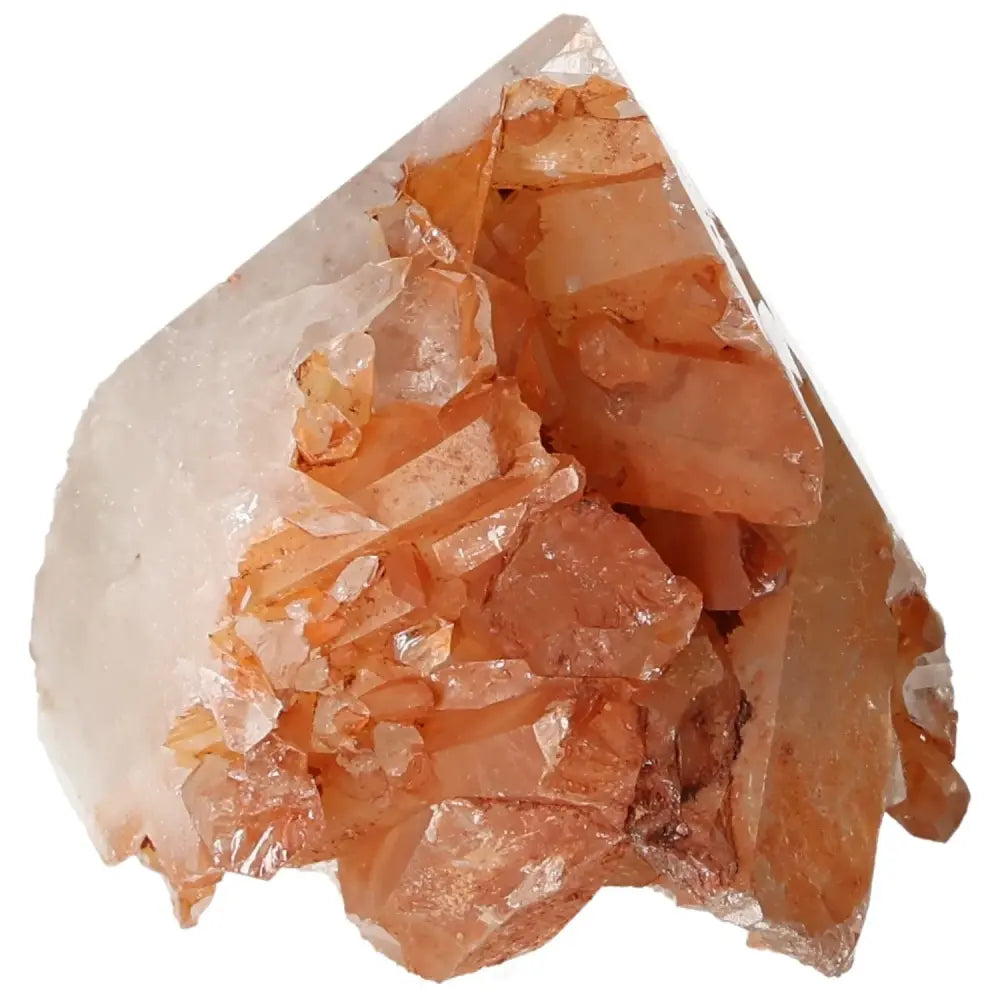 Polished Tangerine Quartz Point with radiant orange hues, luxury crystal by Sylvia Crystals, perfect for decor and spiritual depth.