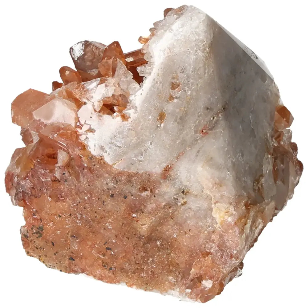 Polished Tangerine Quartz Point with warm hues and crystal clarity, enhancing spiritual journeys with vibrant energy.