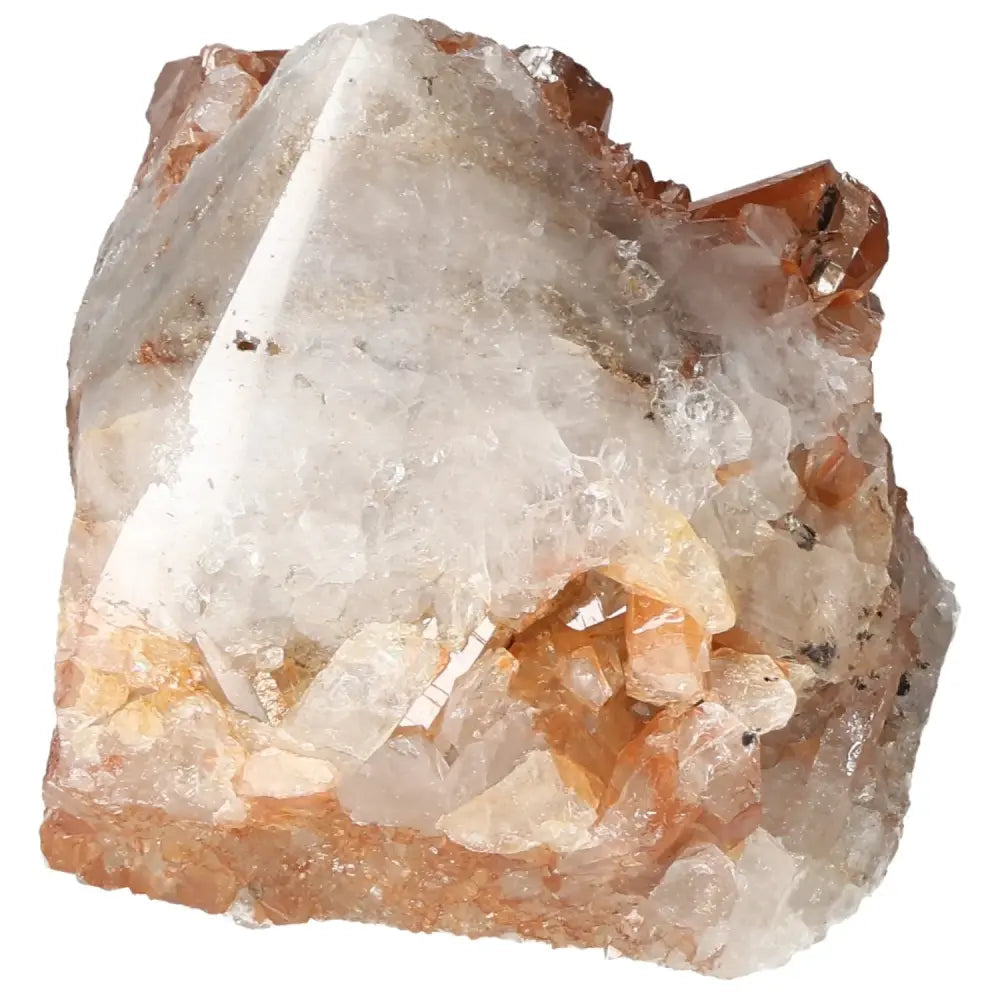 Polished Tangerine Quartz Point crystal with a vibrant hue, ideal for enhancing spiritual journeys and energy healing practices.