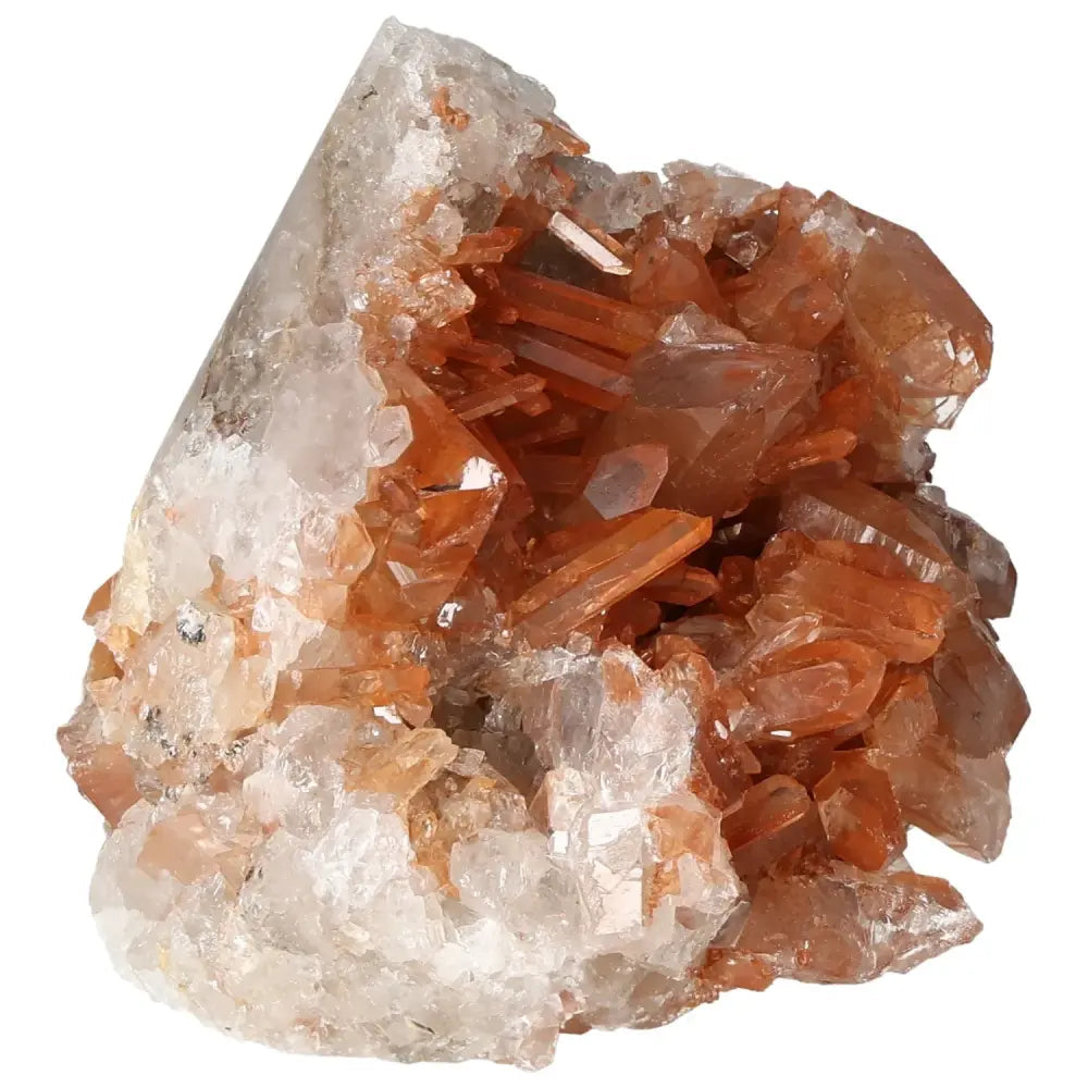Polished Tangerine Quartz Point crystal with vibrant orange hue and warm energy, perfect for spiritual enhancement.