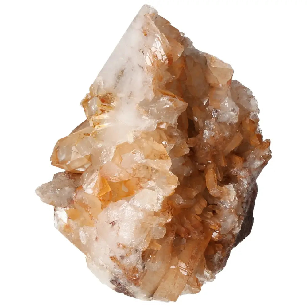 Polished Tangerine Quartz Point with rich tangerine hues and glossy finish, ideal for meditation spaces from Sylvia Crystals.
