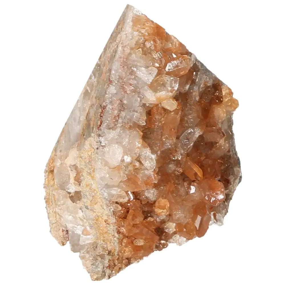 Polished Tangerine Quartz Point gemstone with vibrant hue, enhancing warmth and elegance in spaces, from Sylvia Crystals.