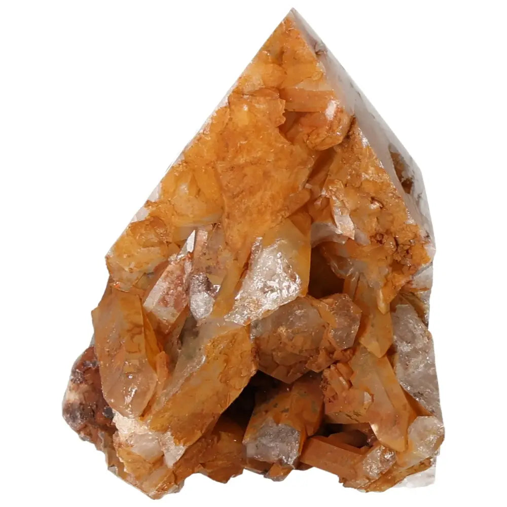 Polished Tangerine Quartz Point crystal with vibrant hue, ideal for enhancing vitality, creativity, and meditation practices.
