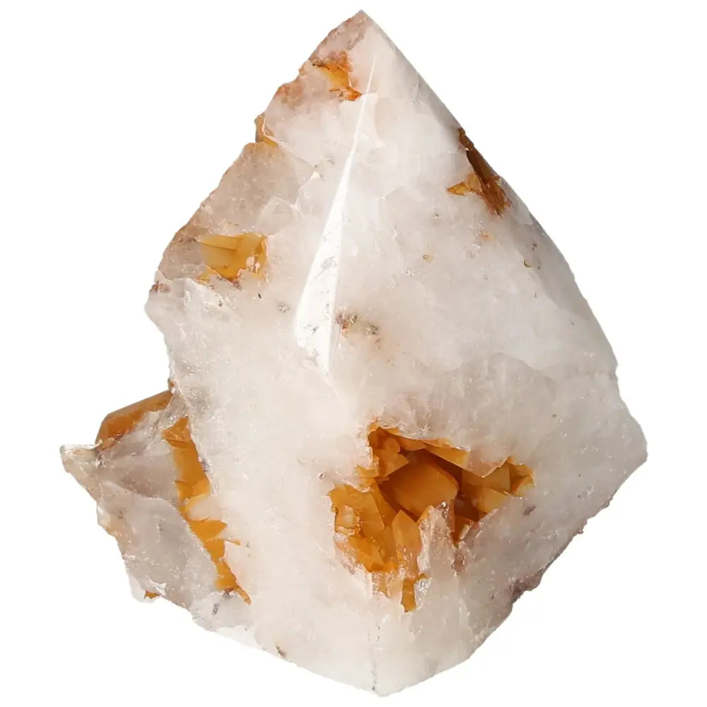 Polished Tangerine Quartz Point with vibrant tangerine hue, ideal for enhancing vitality and creativity from Sylvia Crystals.