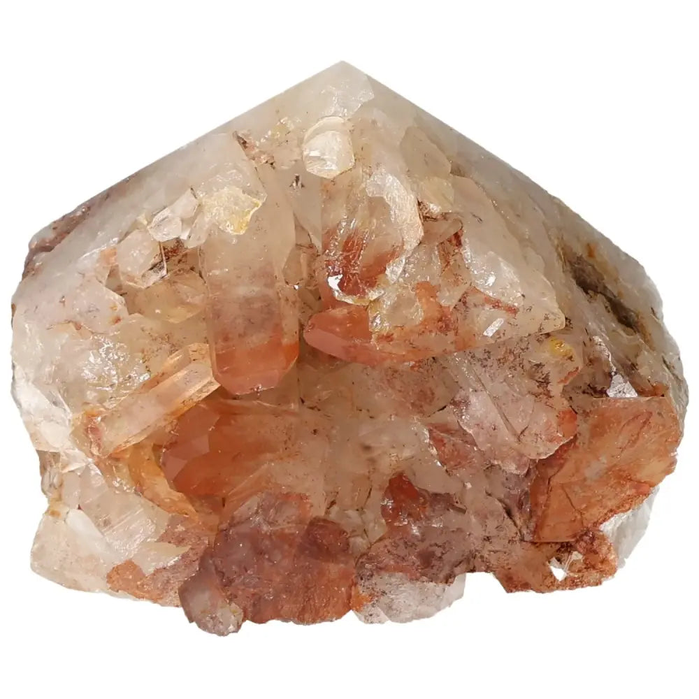 Polished Tangerine Quartz Point, vibrant orange crystal from Sylvia Crystals, symbolizing positivity and warmth in any collection.
