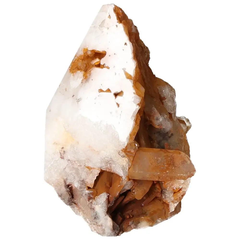 Polished Tangerine Quartz Point crystal with vibrant tangerine hue, enhancing vitality and creativity from Sylvia Crystals.