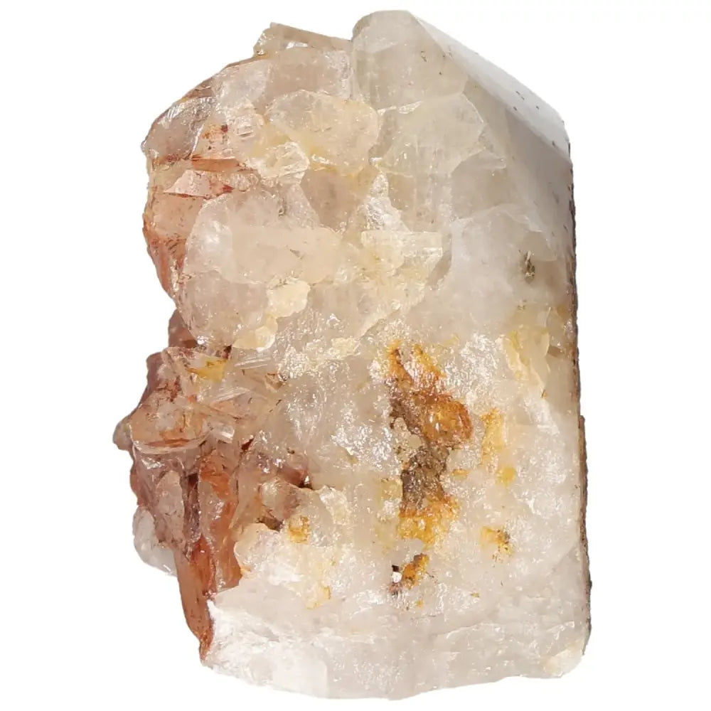 Polished Tangerine Quartz Point crystal from Sylvia Crystals, showcasing vibrant tangerine hue for positivity and warmth.