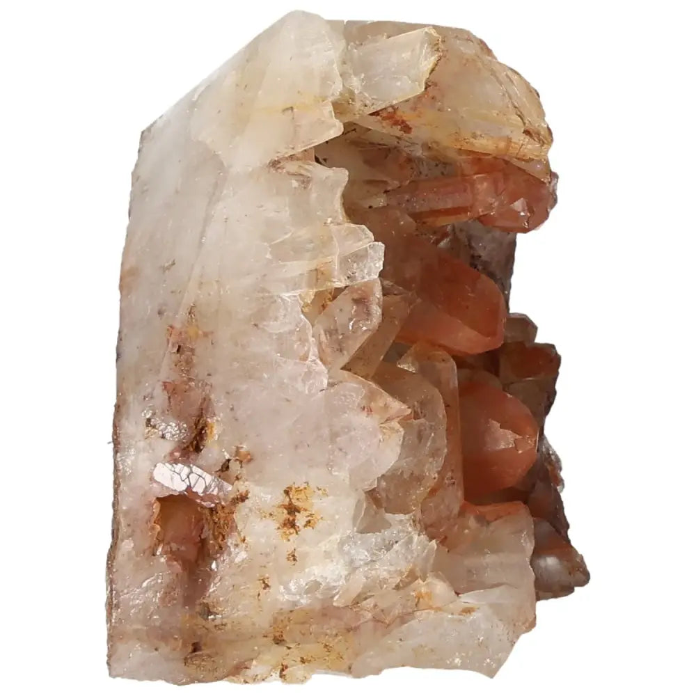 Polished Tangerine Quartz Point showcasing vibrant orange hues from Sylvia Crystals, ideal for crystal collectors seeking positivity.