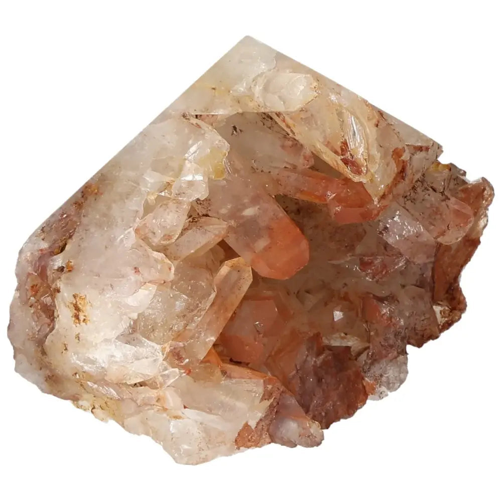Polished Tangerine Quartz Point crystal showcasing vibrant hues and premium quality from Sylvia Crystals, exuding positivity and warmth.