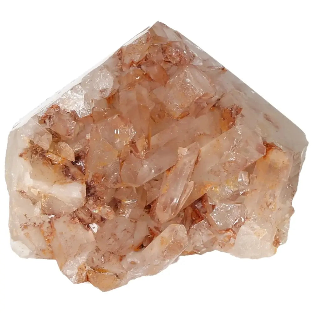 Polished Tangerine Quartz Point with vibrant hues and natural hematite inclusions from Sylvia Crystals collection.