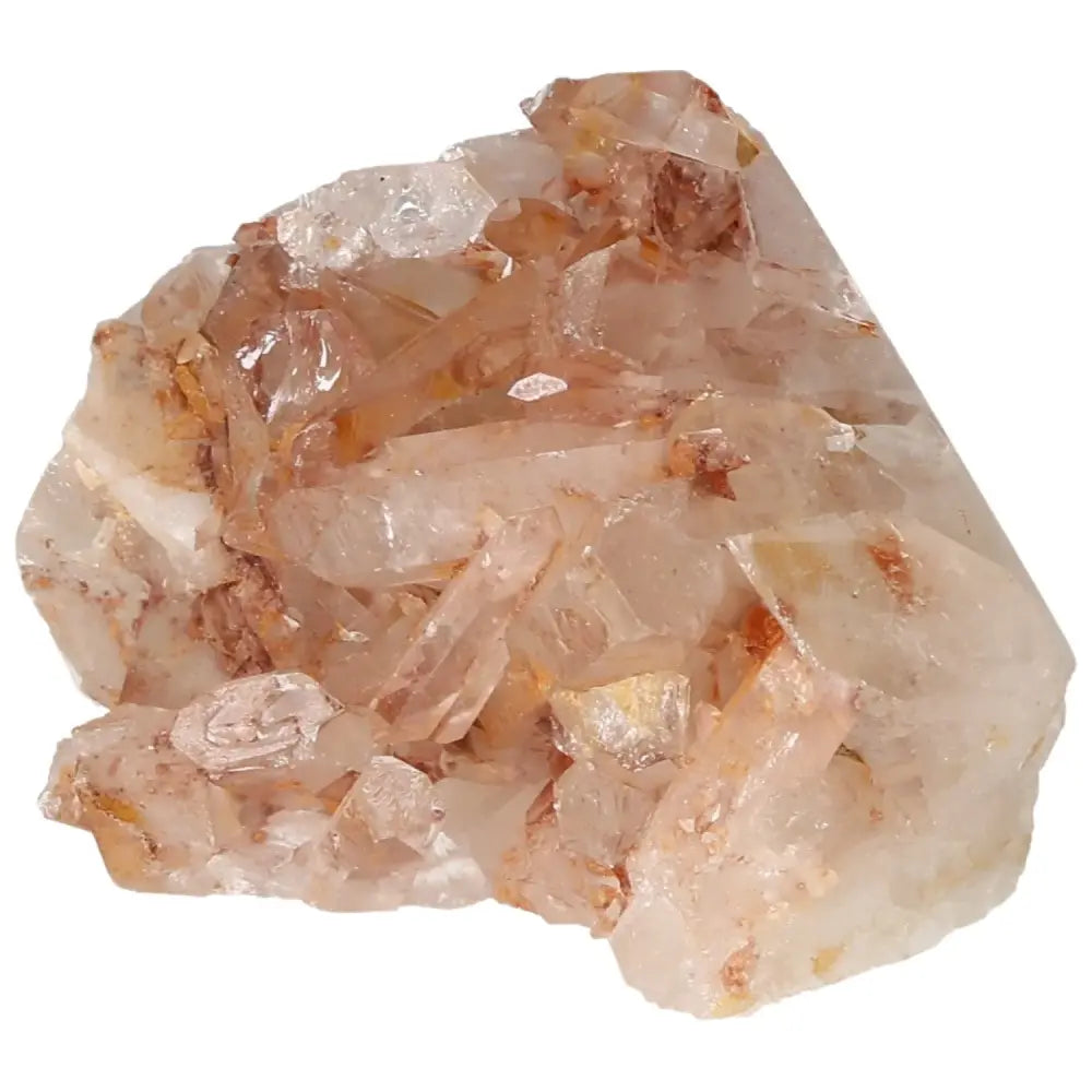 Polished Tangerine Quartz Point gemstone with vibrant orange tones and natural hematite inclusions from Sylvia Crystals.