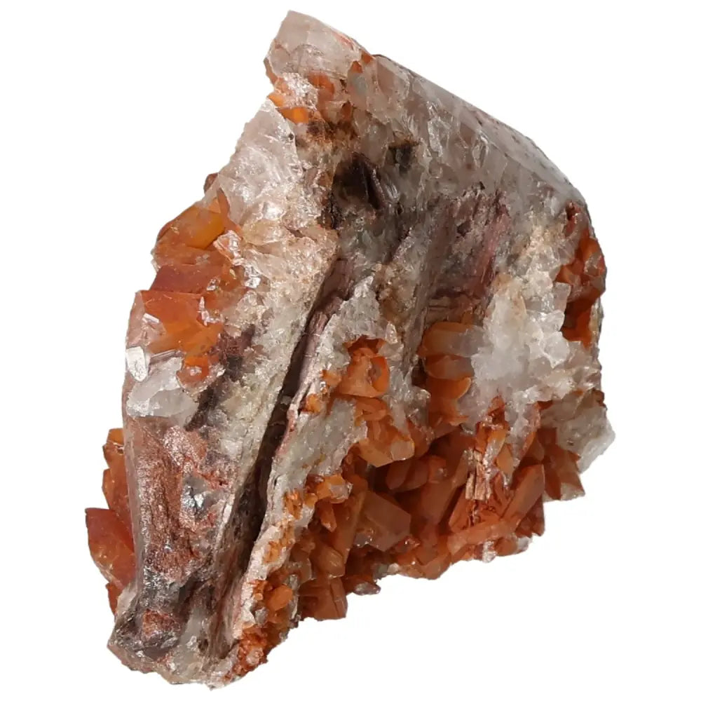 Polished Tangerine Quartz Point with vibrant hue from Sylvia Crystals, showcasing luxury and quality in crystal craftsmanship.