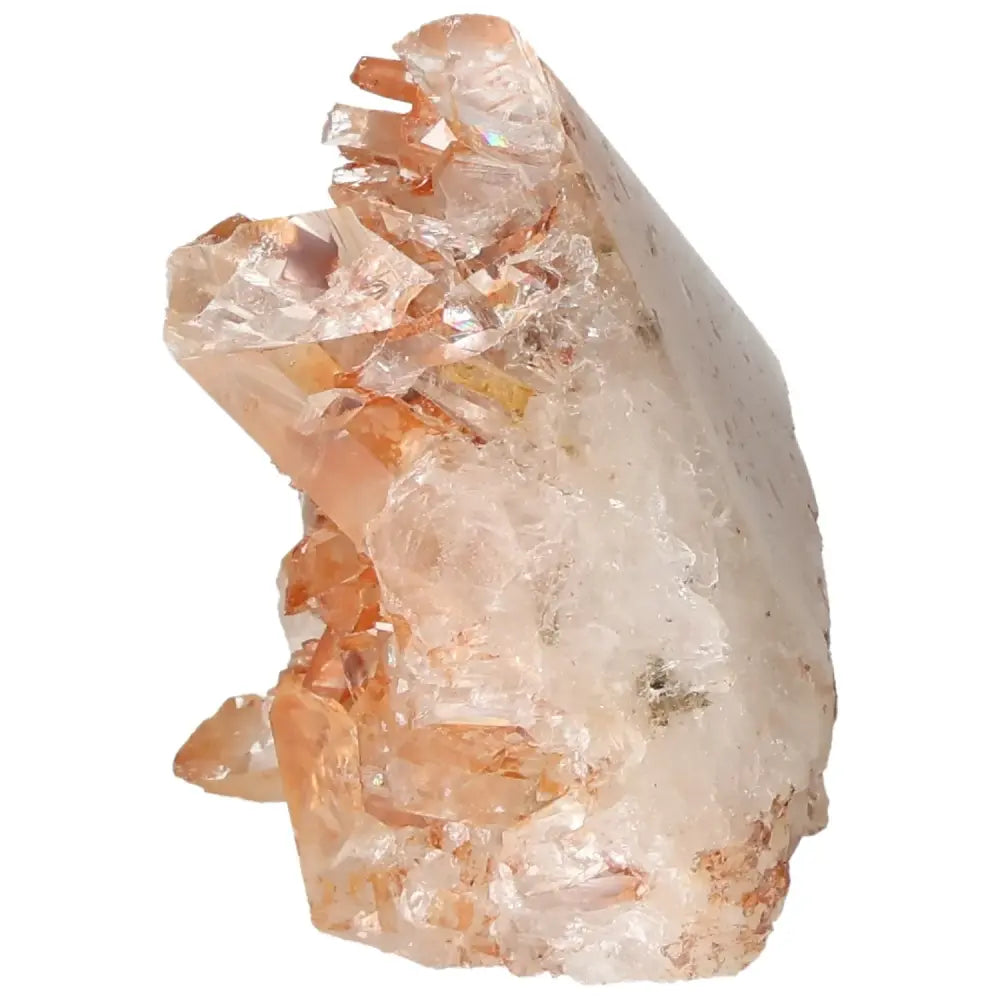 Polished Tangerine Quartz Point with radiant orange hues, perfect for energy enhancement. Curated by Sylvia Crystals.