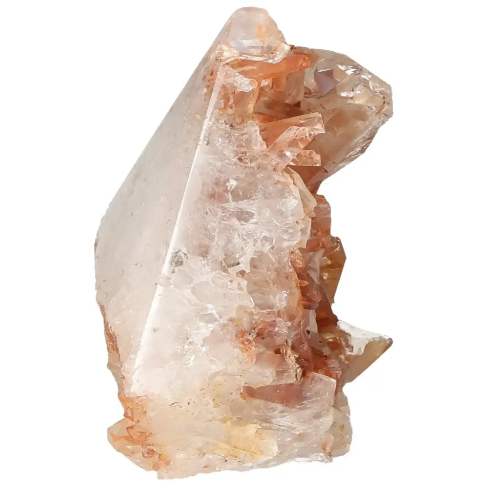 Polished Tangerine Quartz Point from Sylvia Crystals, featuring radiant orange hues and expertly polished surfaces for energy enhancement.