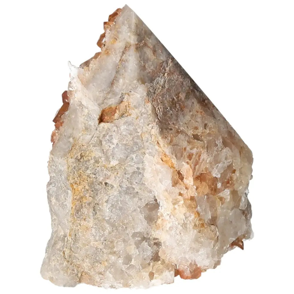 Polished Tangerine Quartz Point gemstone with vibrant orange hue, symbolizes creativity and transformation, from Sylvia Crystals.