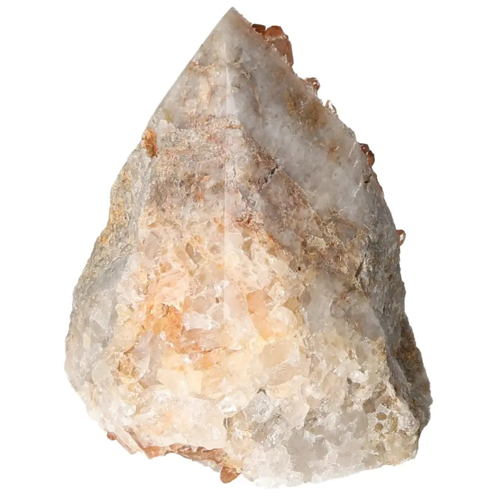Polished Tangerine Quartz Point gemstone from Sylvia Crystals, showcasing a vibrant tangerine hue symbolizing creativity and transformation.