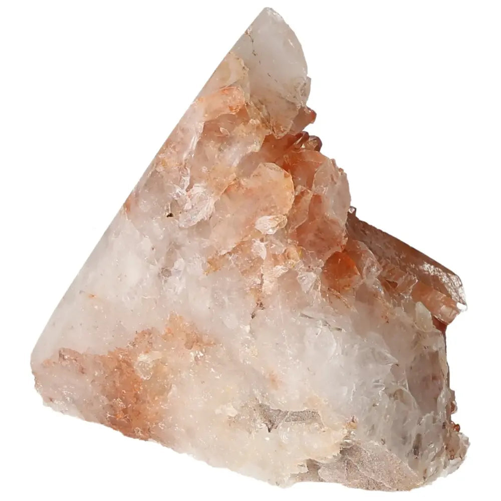 Polished Tangerine Quartz Point with natural iron inclusions, showcasing vibrant hues and a polished finish by Sylvia Crystals.