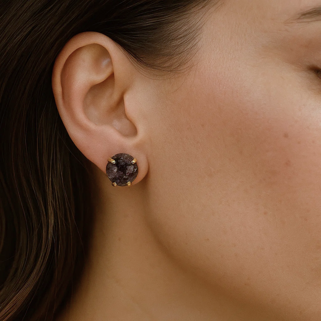 Amethyst Oval Cluster Claw Earrings Gold 604451 P30