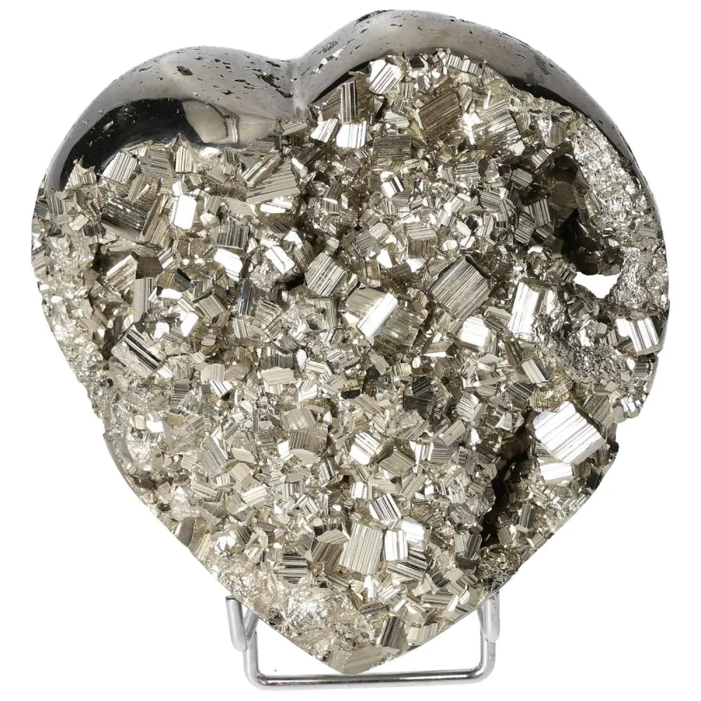 Polished pyrite heart shape showcasing golden luster and grounding energy, perfect for elevating space and ambiance.