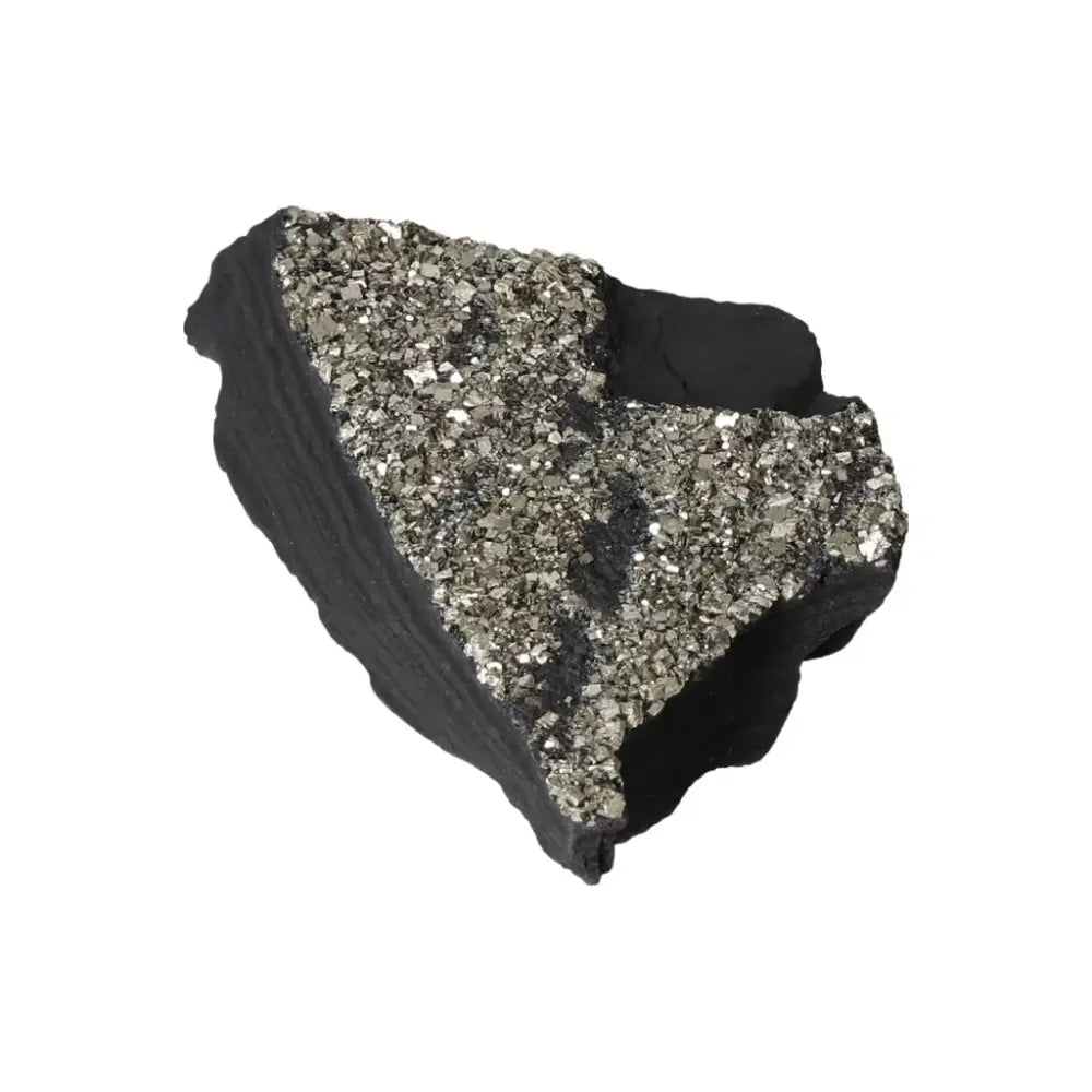 Close-up of Pyrite With Basalt crystal, a Sylvia Crystals product designed for personal transformation and creativity enhancement.
