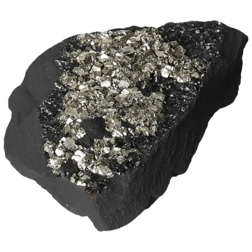 Pyrite with basalt stone, a premium selection from Sylvia Crystals, known for energy-boosting and personal development properties.