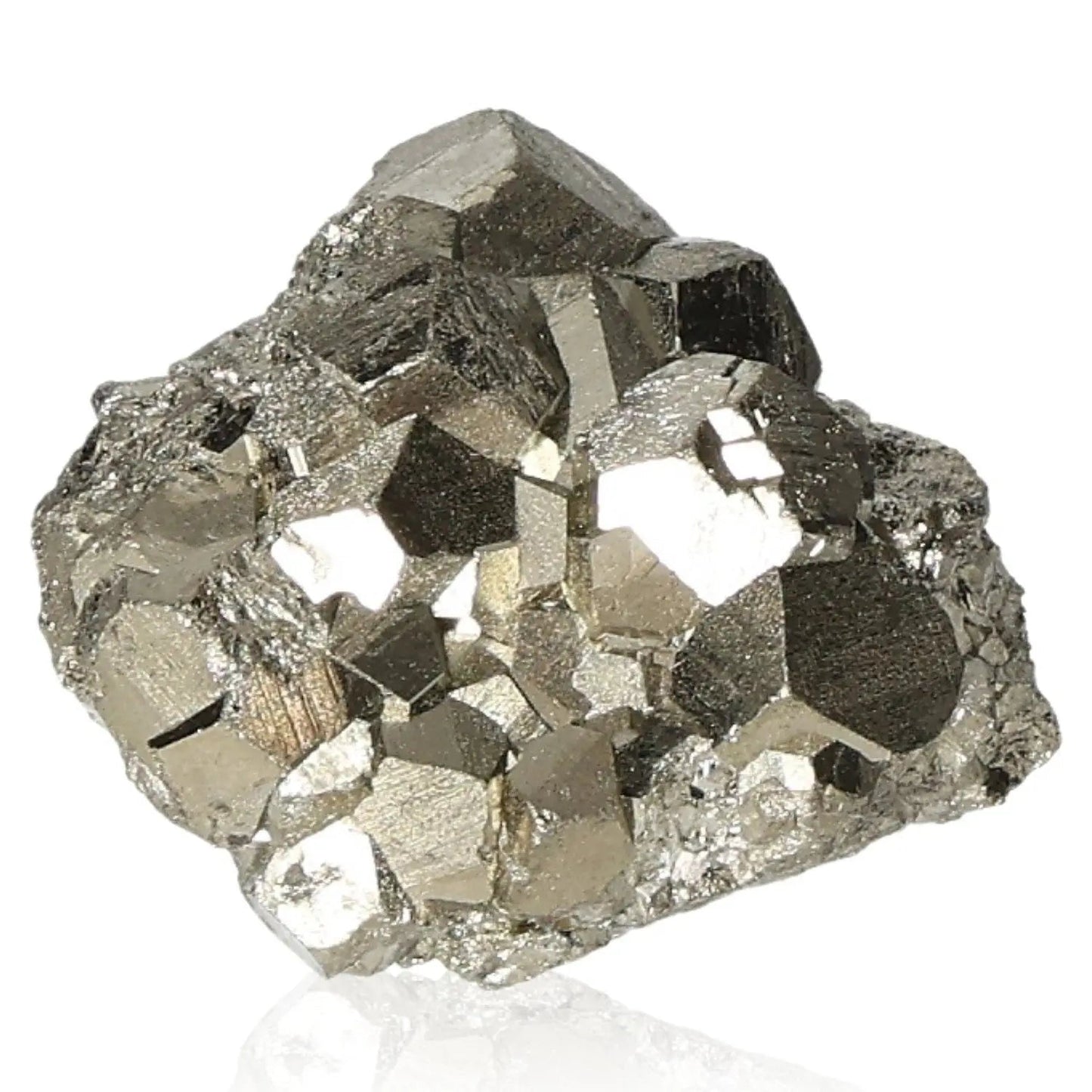 Close-up of radiant pyrite druzes with golden hue and metallic luster, known as Fool's Gold, symbolizing abundance and prosperity.