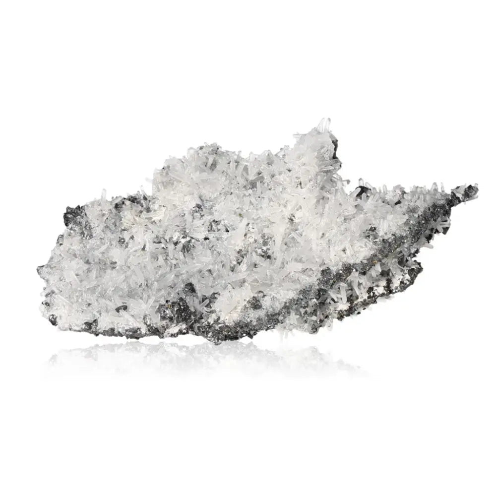 Stunning Quartz on Galena crystal showcasing clear quartz on metallic galena, ideal for mineral collectors and enthusiasts.