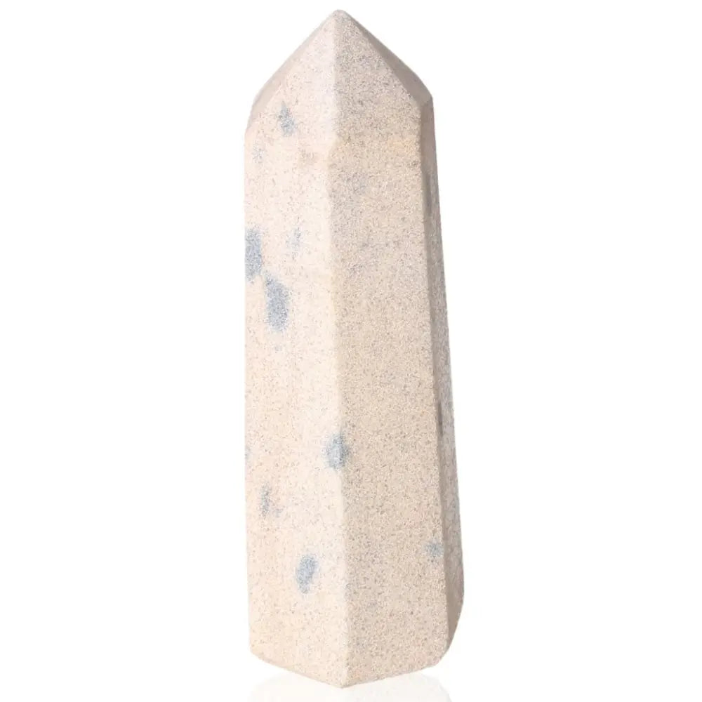 Quartzite Sandstone with Trolleite Tower from Sylvia Crystals, featuring unique blue and white patterns for luxury and spiritual depth.