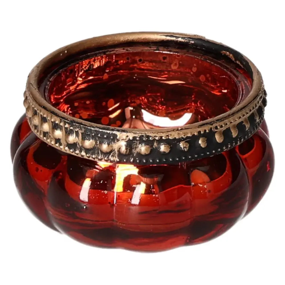 Red Candle Holder from Sylvia Crystals showcasing luxury and spirituality with a vibrant red hue and elegant design.