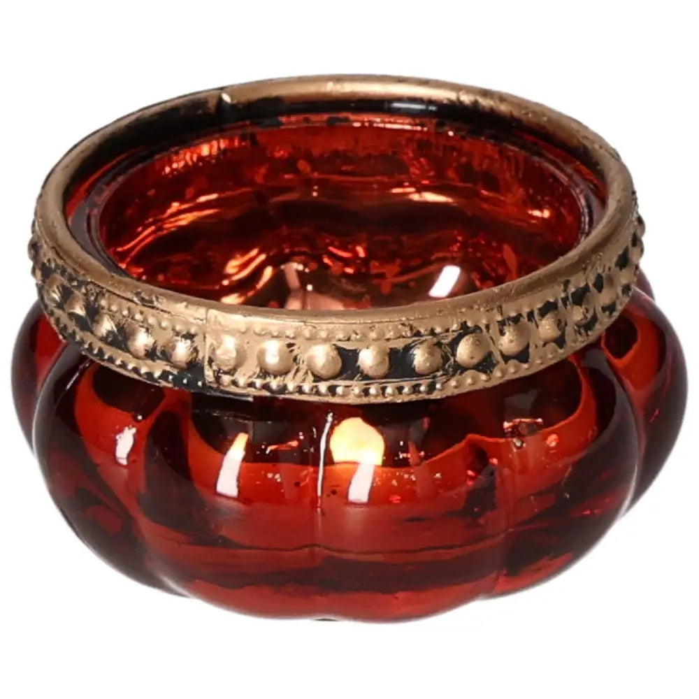 Red candle holder by Sylvia Crystals, luxury home decor, spirituality, vibrant red hue, elegant accessory.