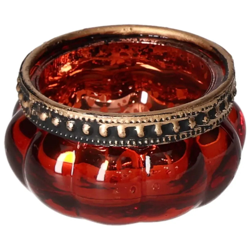 Luxurious red candle holder by Sylvia Crystals with intricate design, enhancing elegance and energy in any space.
