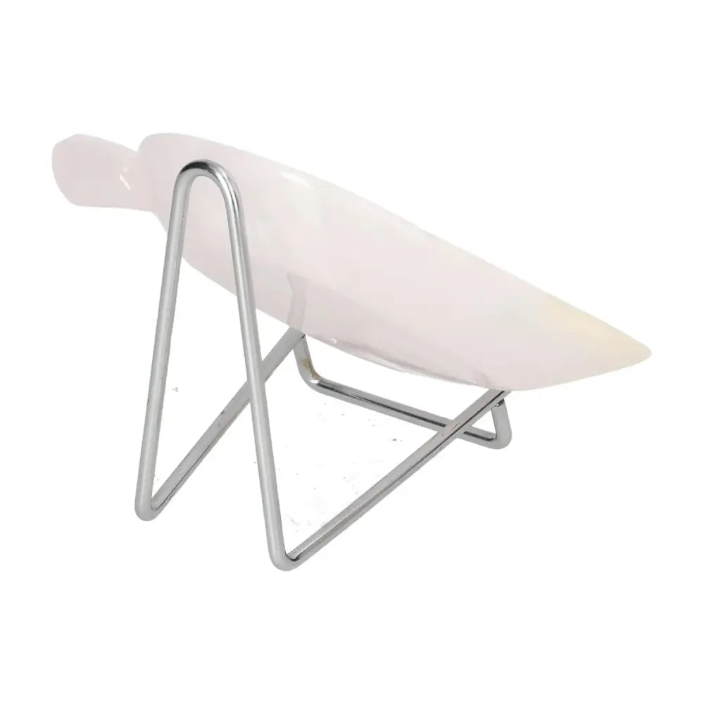 Rose Onyx Platter on metal stand, showcasing unique veining and warm hues, ideal for elegant table settings and serving delicacies.