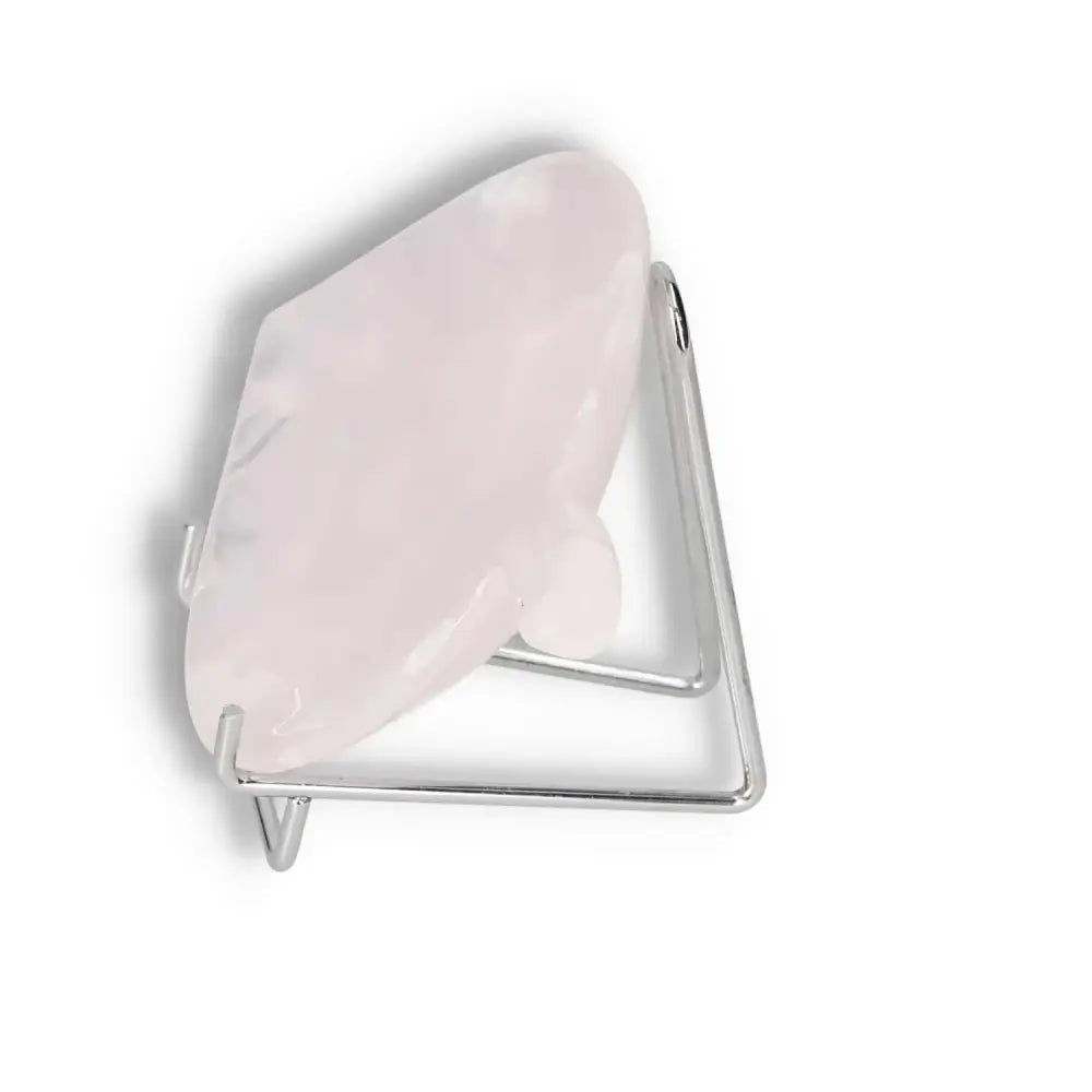 Rose Onyx small platter on metal stand, showcasing elegant rose-hued onyx with unique color and veining variations - perfect for decor.