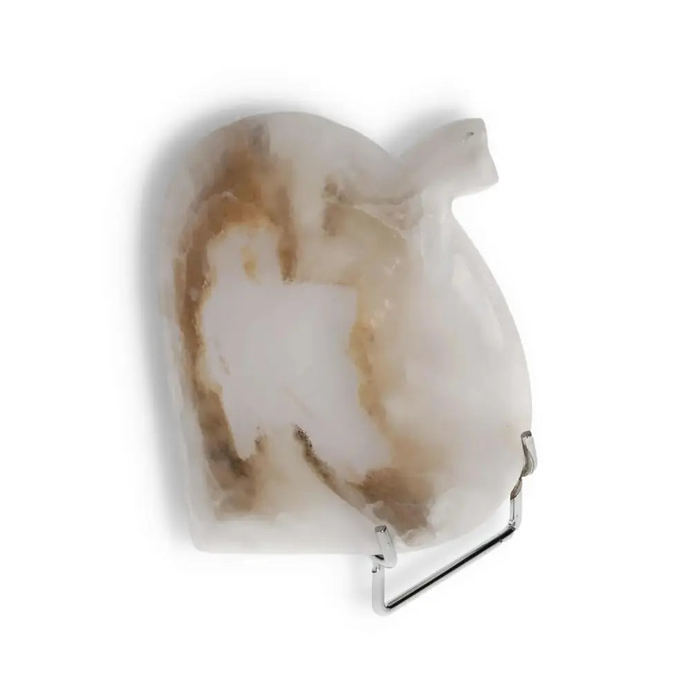 Rose onyx platter with unique veining, showcasing elegant, polished surface and warm tones, perfect for serving or decorative display.