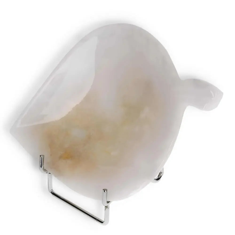 Rose onyx small platter with unique veining and polished finish, displayed on a stand, perfect for elegant dining and decor.