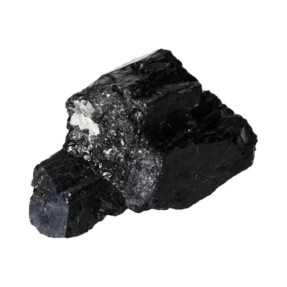Rough Black Tourmaline Druze L crystal, Sylvia Crystals' premium stone for energy cleansing and mental grounding.