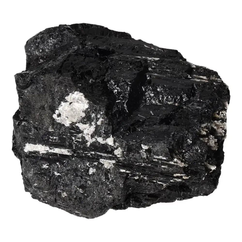 Rough Black Tourmaline Druze L by Sylvia Crystals, premium gemstone for transforming negative energy, promoting balance and harmony.