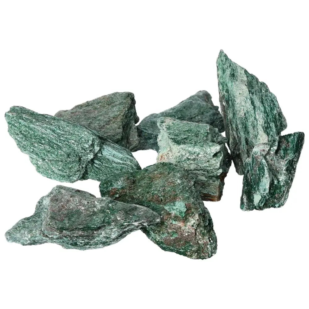 Rough Fuchsite 1 kg from Sylvia Crystals, premium heart-centered green muscovite mica, spiritual healing stone collection.