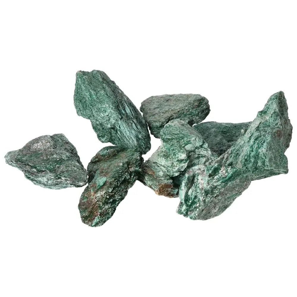 Rough Fuchsite 1 kg premium green crystals from Sylvia Crystals, highlighting luxury and spirituality in natural healing gemstones.