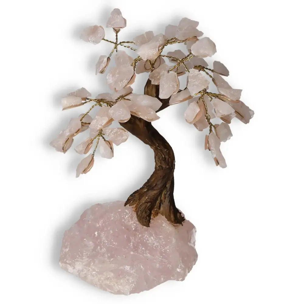 Rough Rose Quartz Tree 20cm by Sylvia Crystals, showcasing raw beauty and heart-healing properties with gentle pink hues.