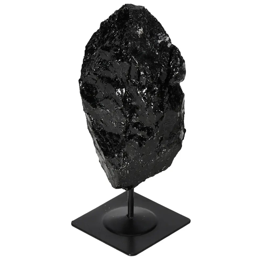 Rough Tourmaline on Metal Stand by Sylvia Crystals, showcasing premium quality and mystical charm of tourmaline.