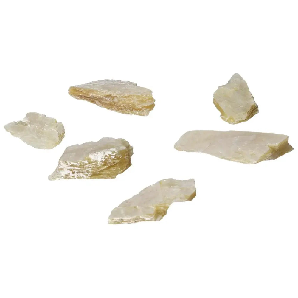 Rough Yellow Mica S crystals showcasing natural beauty and spiritual energy, premium crystals from Sylvia Crystals collection.