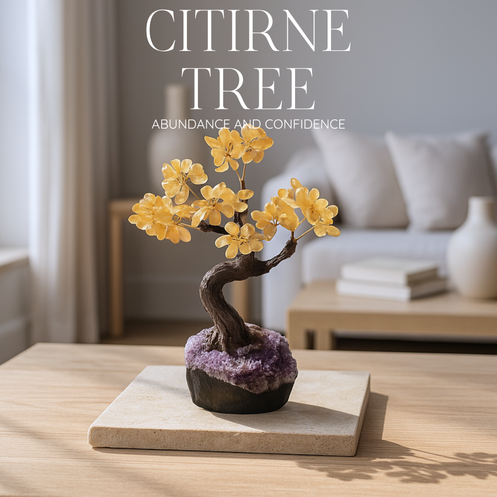 Getrommelter Citrinbaum 40 cm – Strahlende Freude und polierte Eleganz