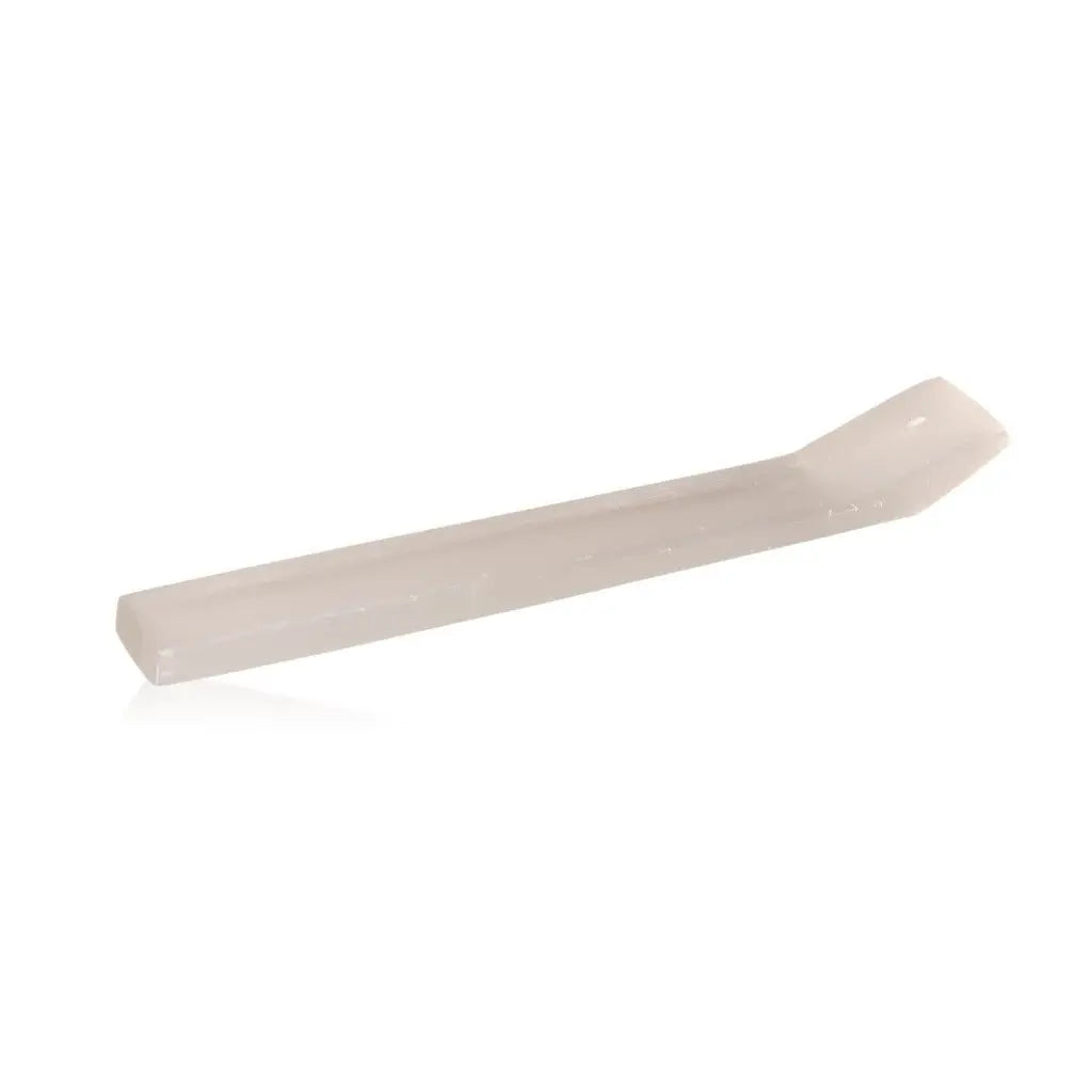 Selenite incense holder by Sylvia Crystals, designed for mindful living and spiritual growth, showcasing purity and power.