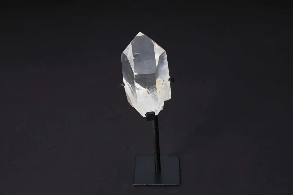 Semi Polished Clear Quartz Point on Stand for Amplifying Energy and Clarity, Perfect for Meditation and Energy Work