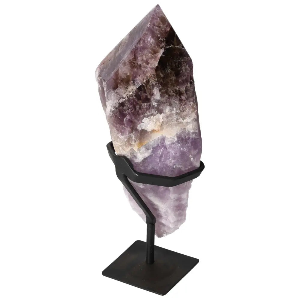 Seven Point Polished Amethyst crystal on stand, symbolizing luxury and spirituality, from Sylvia Crystals.